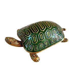 EDGAR BEREBI LIMITED EDITION TURTLE BOX MUSEUM GOLD PLATE 4.75” x 3.5” USA